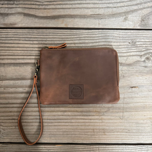 Long-Zippered Leather Clutch