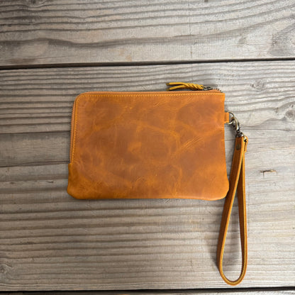 Long-Zippered Leather Clutch