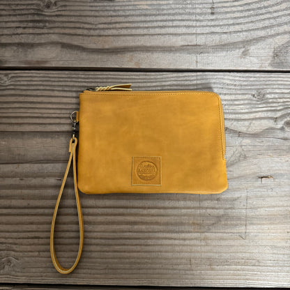 Long-Zippered Leather Clutch