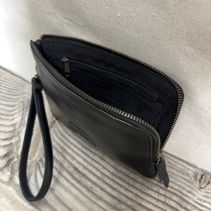 Long-Zippered Leather Clutch