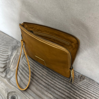 Long-Zippered Leather Clutch