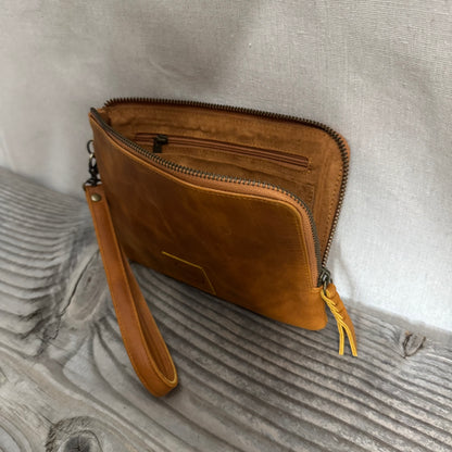 Long-Zippered Leather Clutch