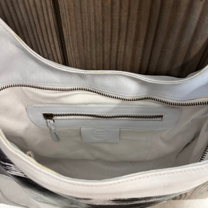 JP Hand-painted White Leather Slouch