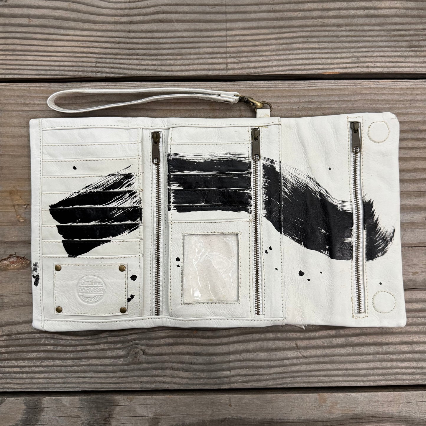 JP Hand-painted Soft White Leather Wallet/Purse