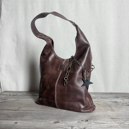 The Warm Vintage Brown Bling Slouch with Internal Detachable Clutch