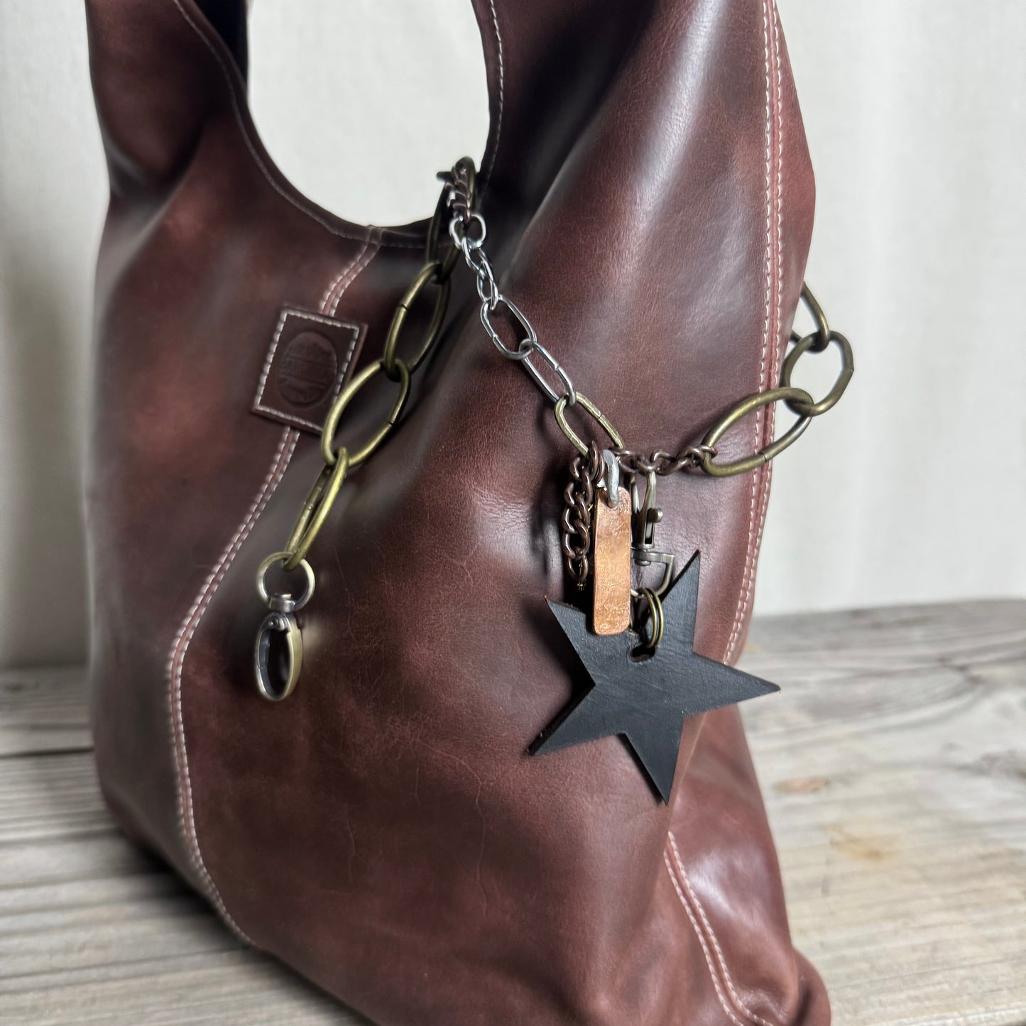 The Warm Vintage Brown Bling Slouch with Internal Detachable Clutch