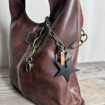 The Warm Vintage Brown Bling Slouch with Internal Detachable Clutch