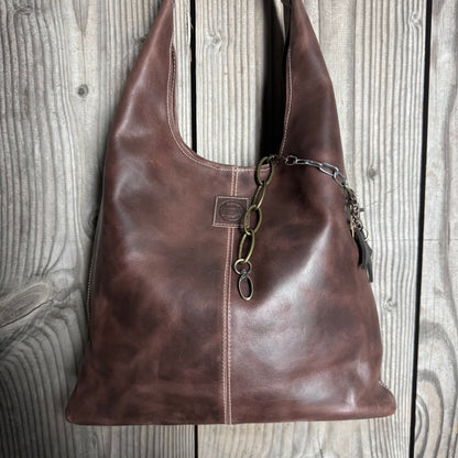 The Warm Vintage Brown Bling Slouch with Internal Detachable Clutch