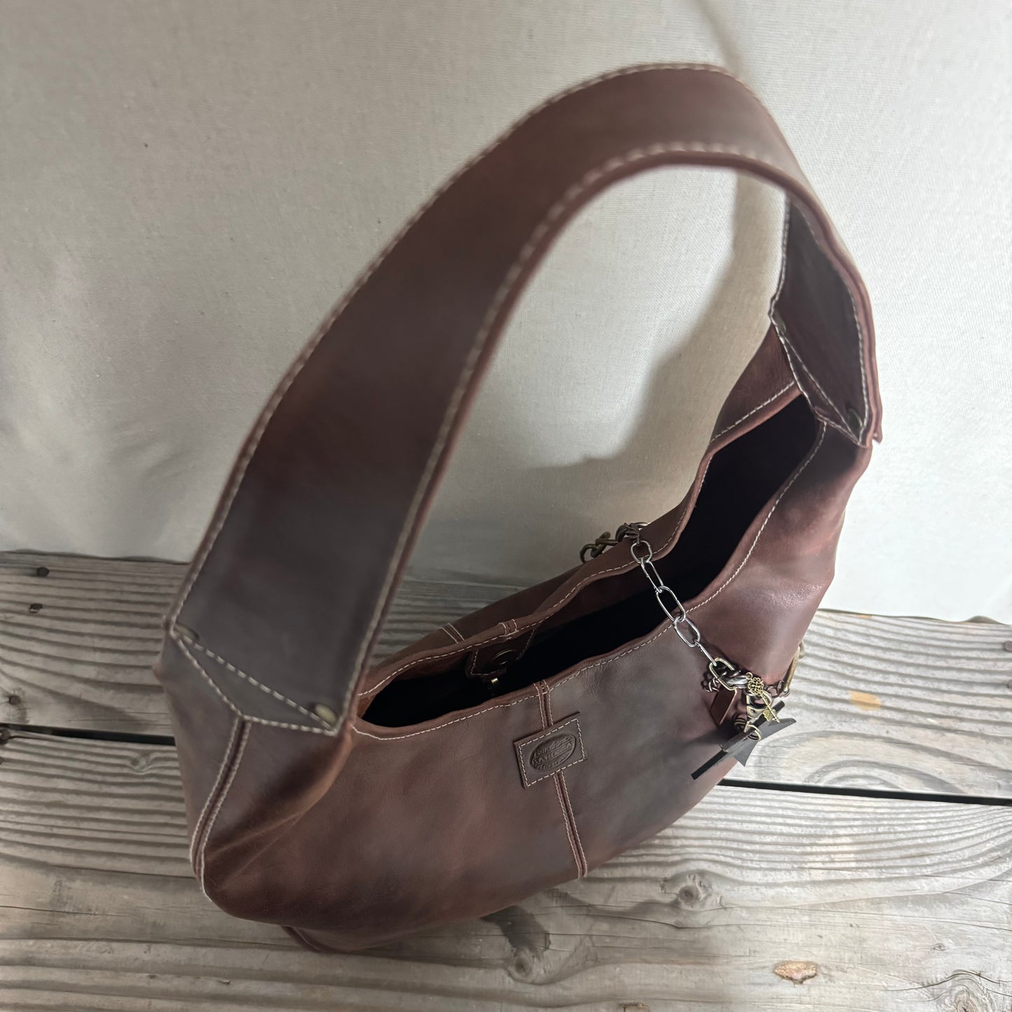 The Warm Vintage Brown Bling Slouch with Internal Detachable Clutch