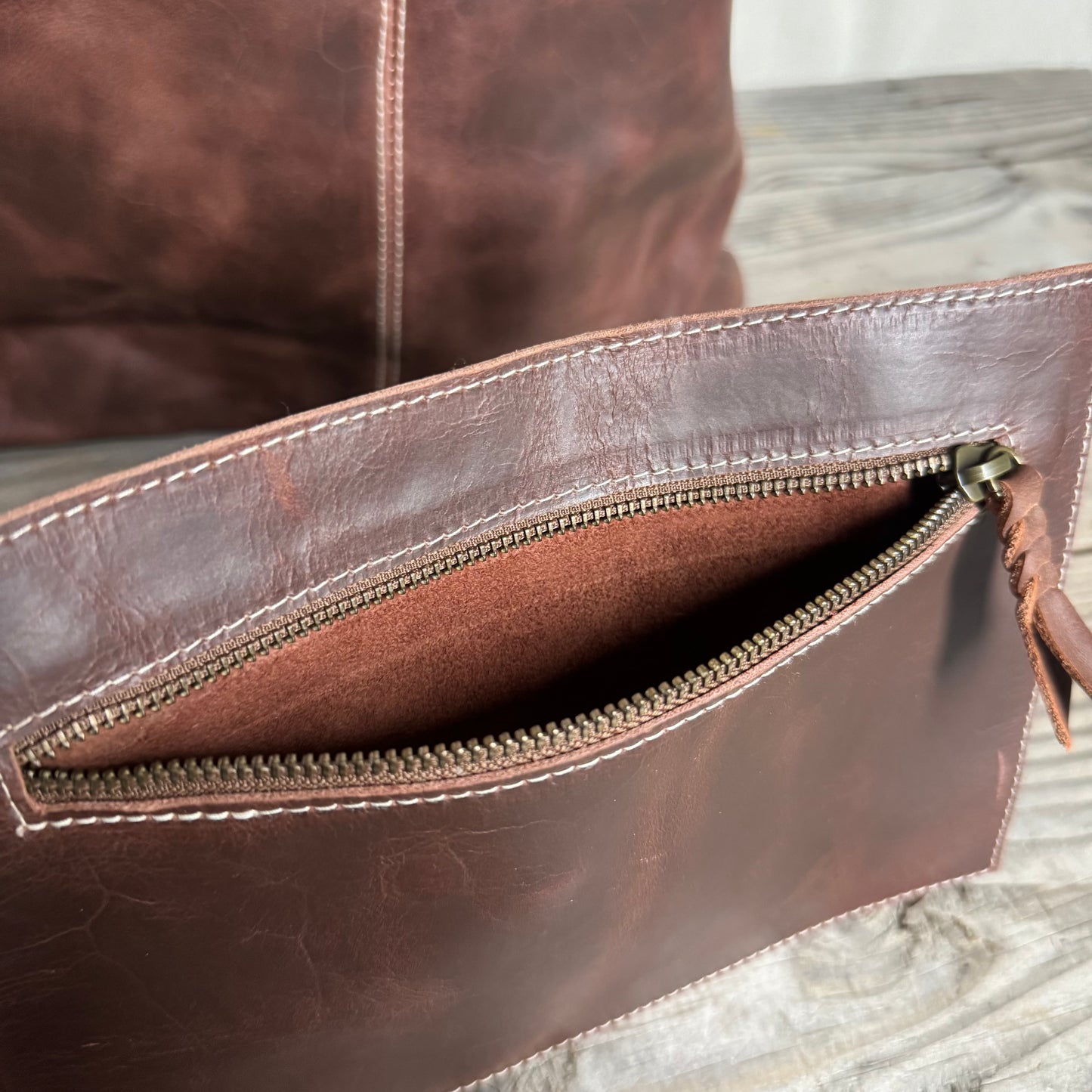 The Warm Vintage Brown Bling Slouch with Internal Detachable Clutch