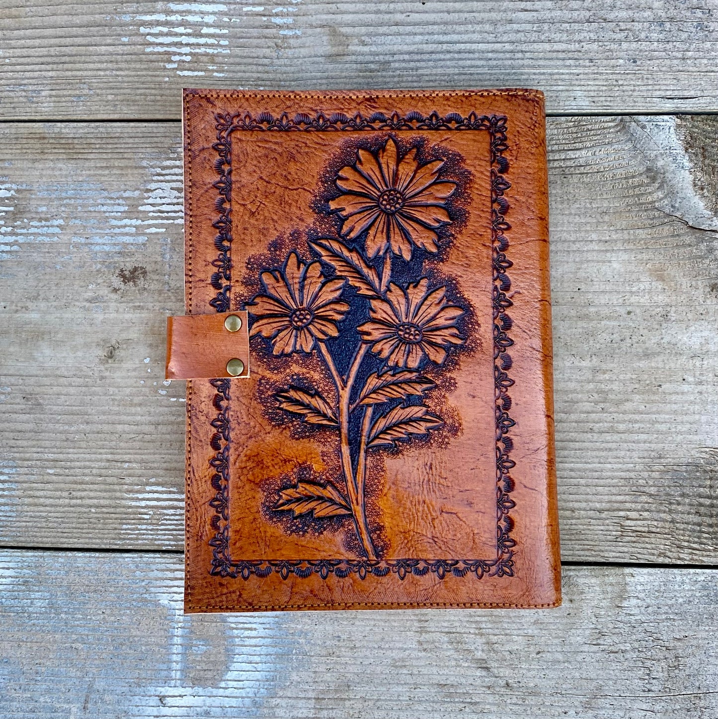 Carved Leather Journal Cover - A5