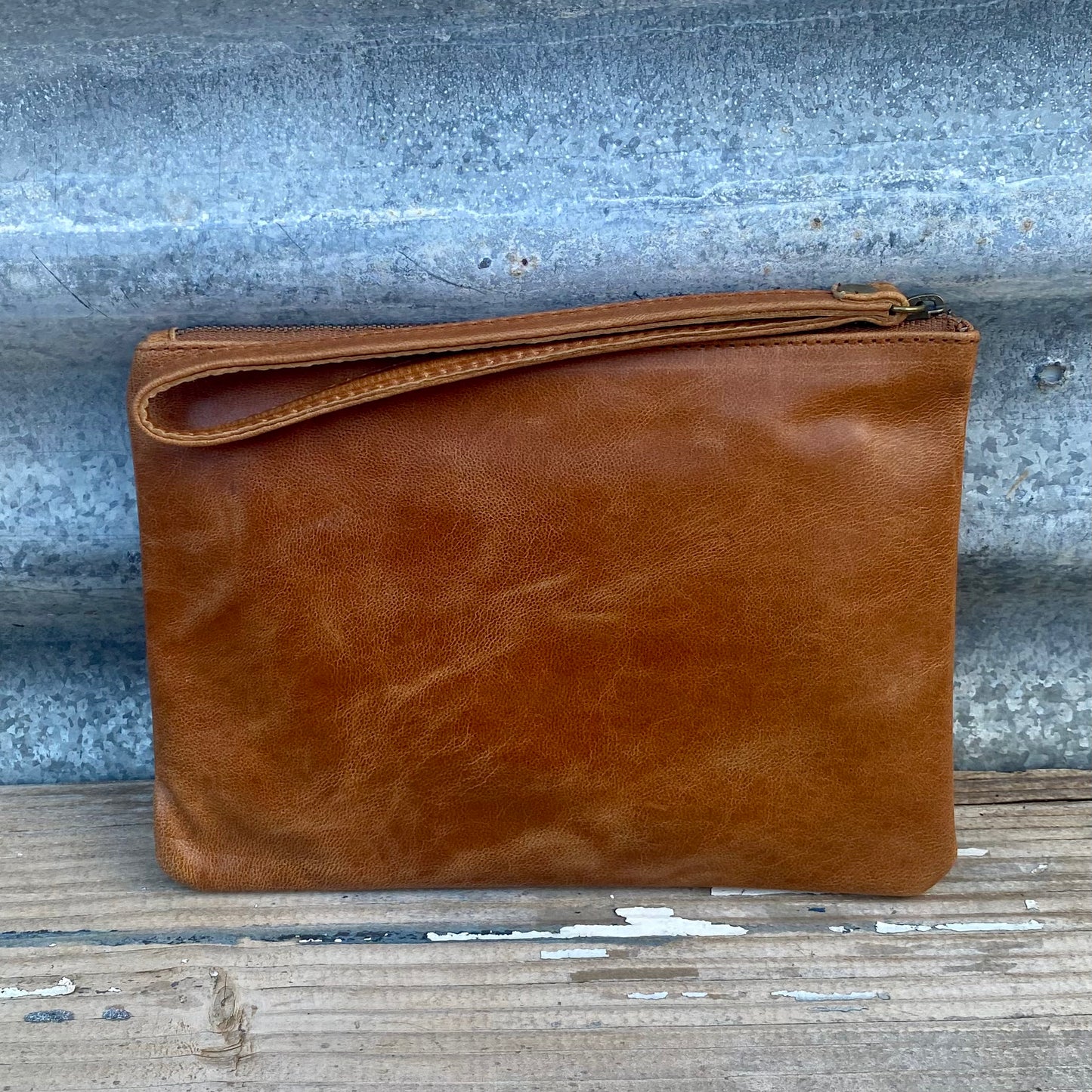 Leather Phone Clutch With Wrist Strap