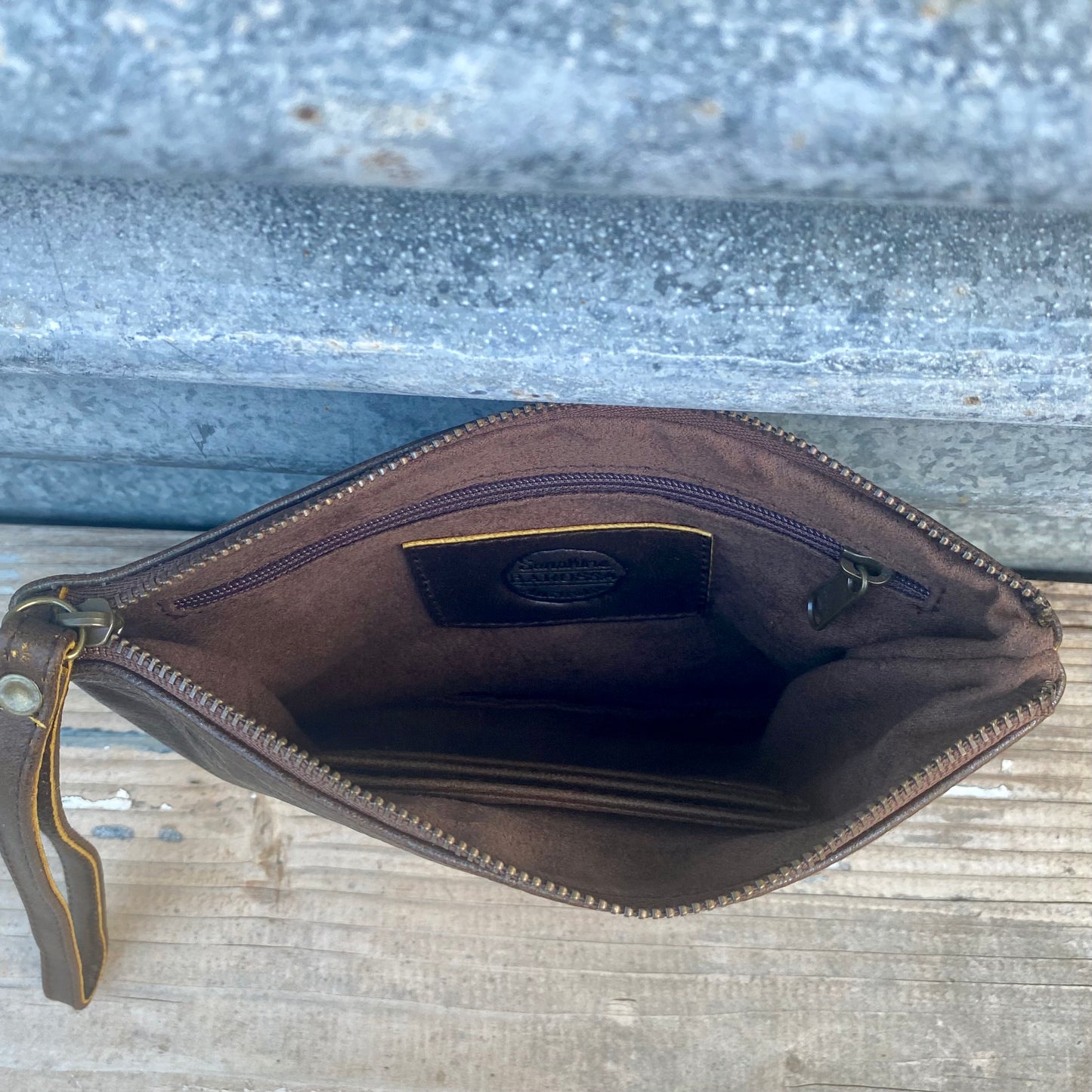 Leather Phone Clutch With Wrist Strap