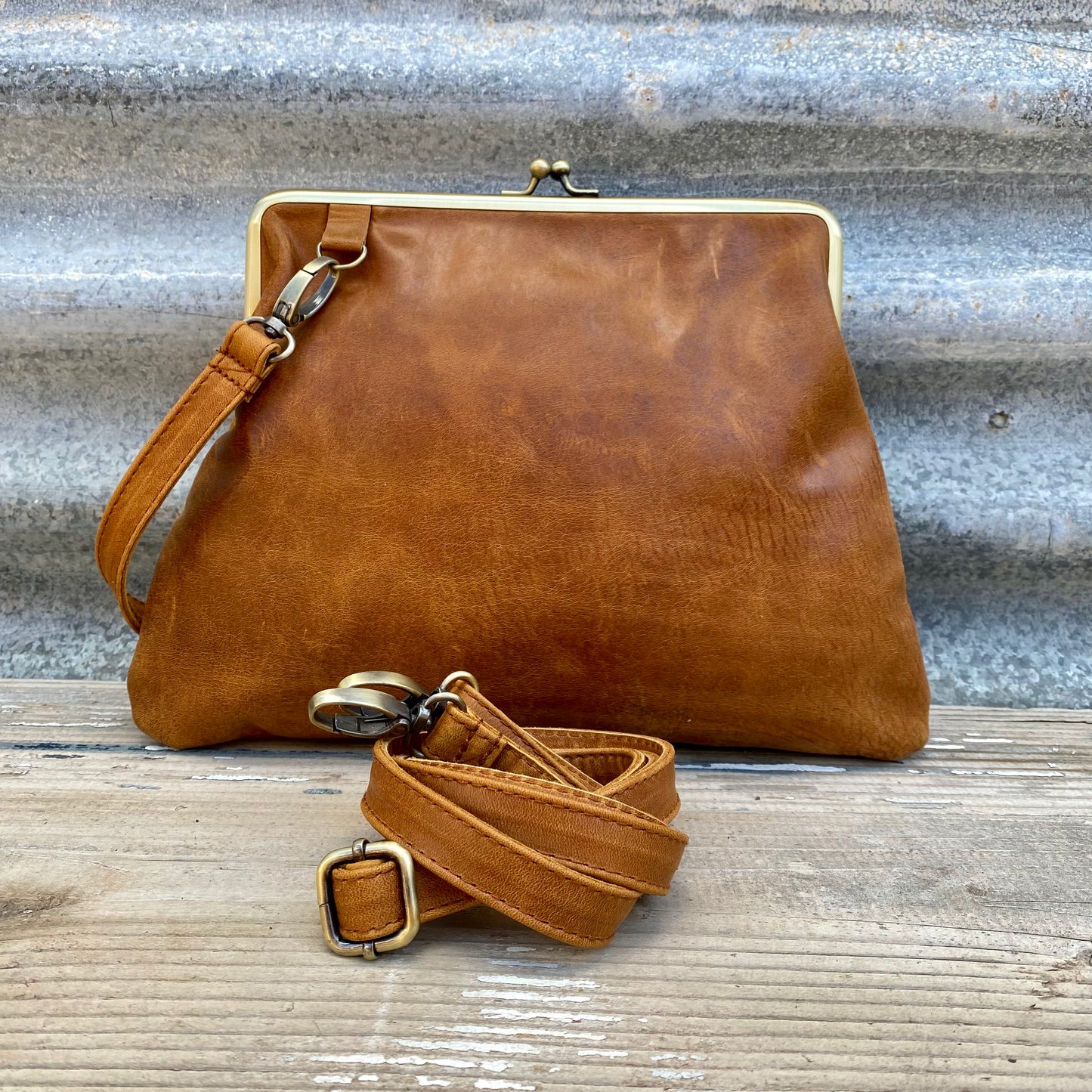 Leather Snap Clutch 2 Strap