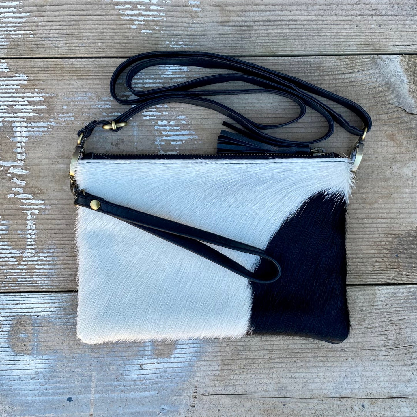 Cowhide Fur & Leather Clutch