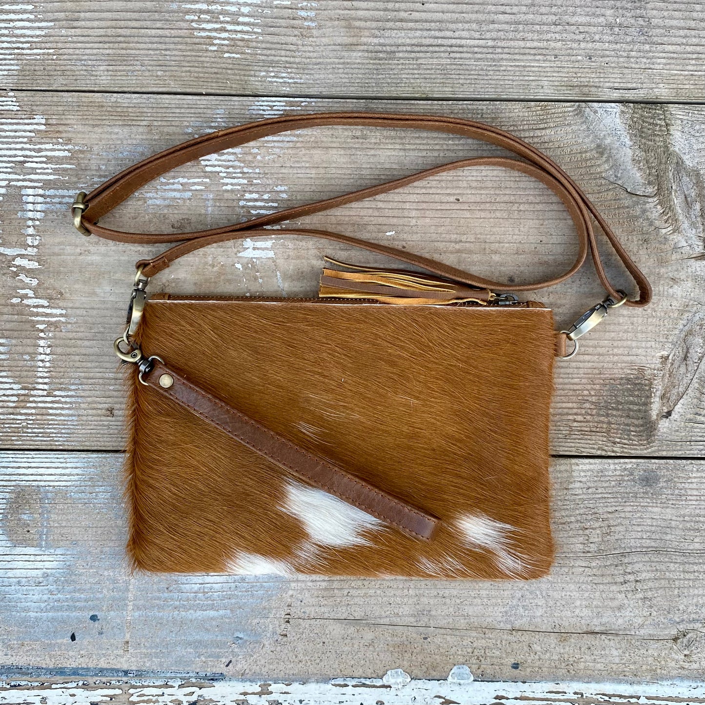 Cowhide Fur & Leather Clutch