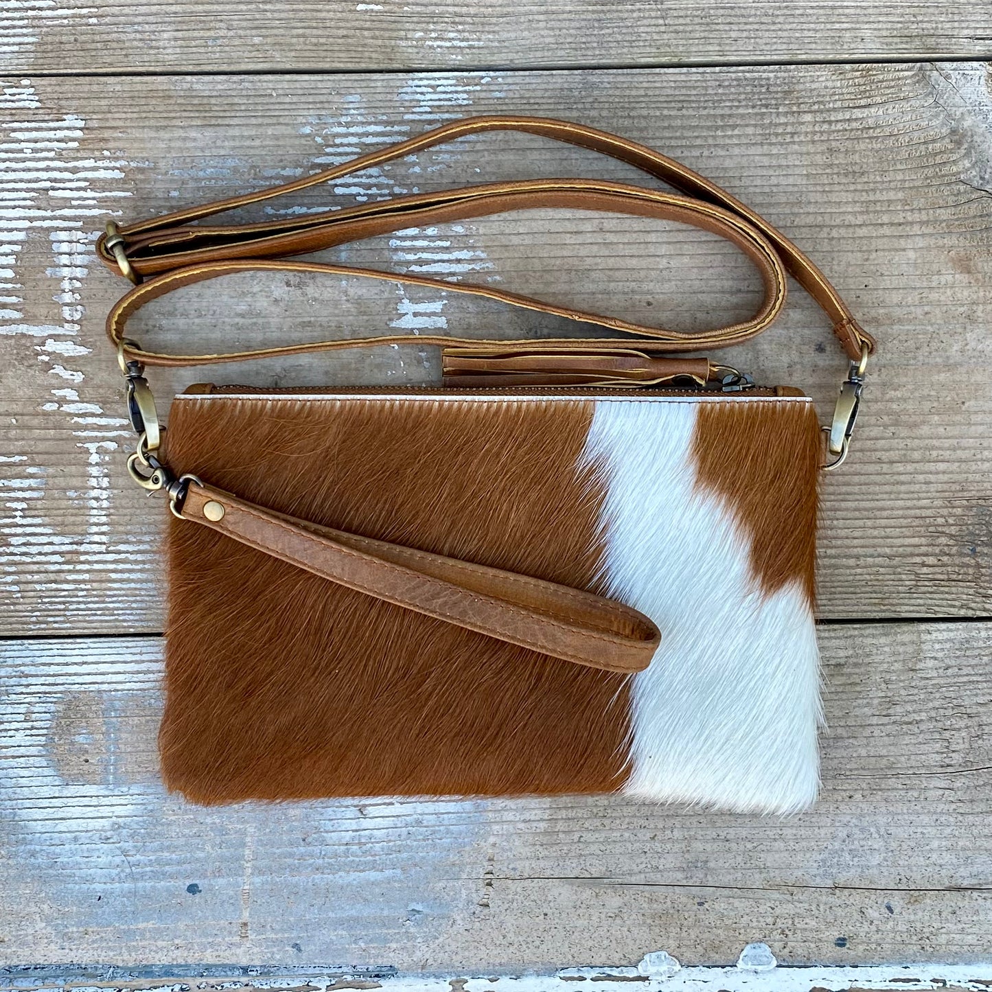 Cowhide Fur & Leather Clutch