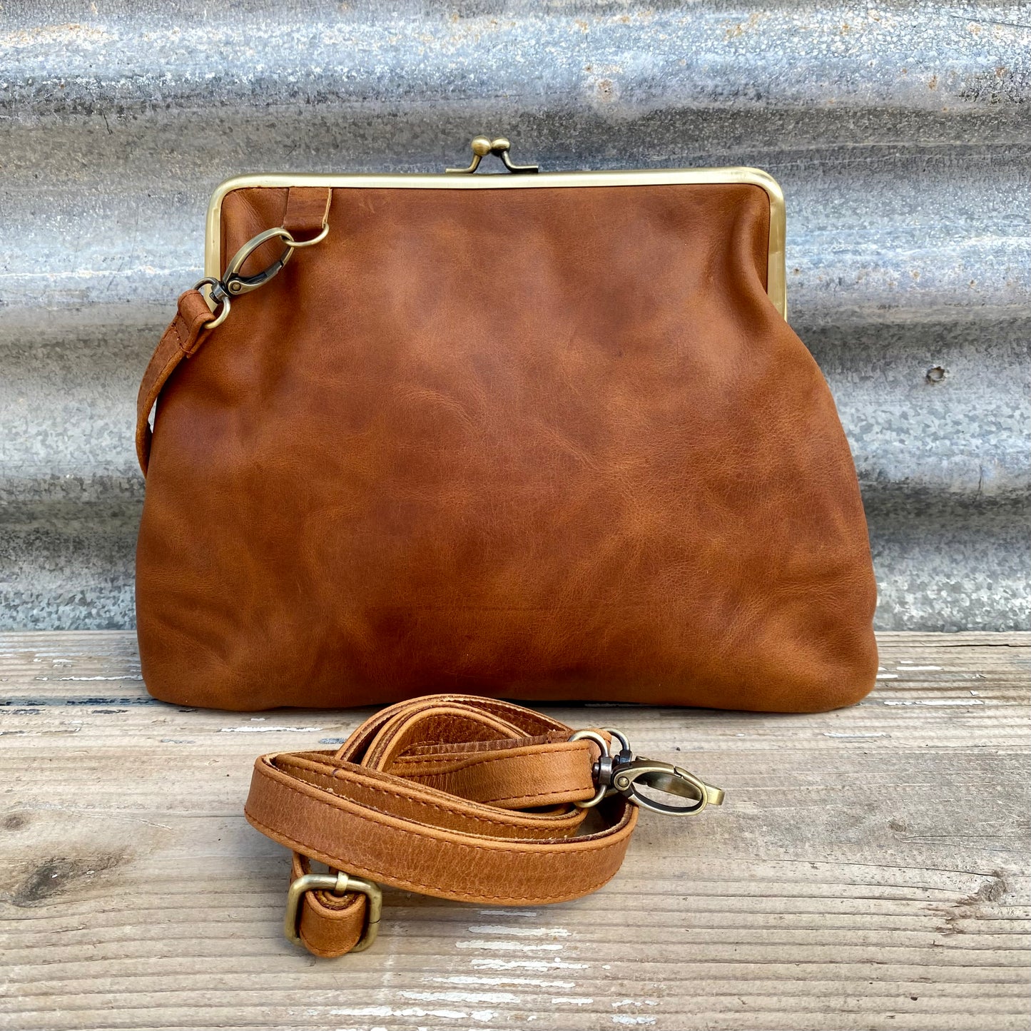 Leather Snap Clutch 2 Strap