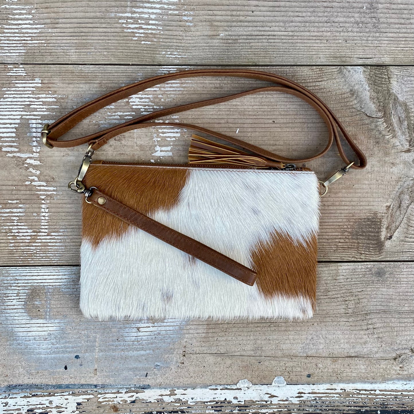 Cowhide Fur & Leather Clutch