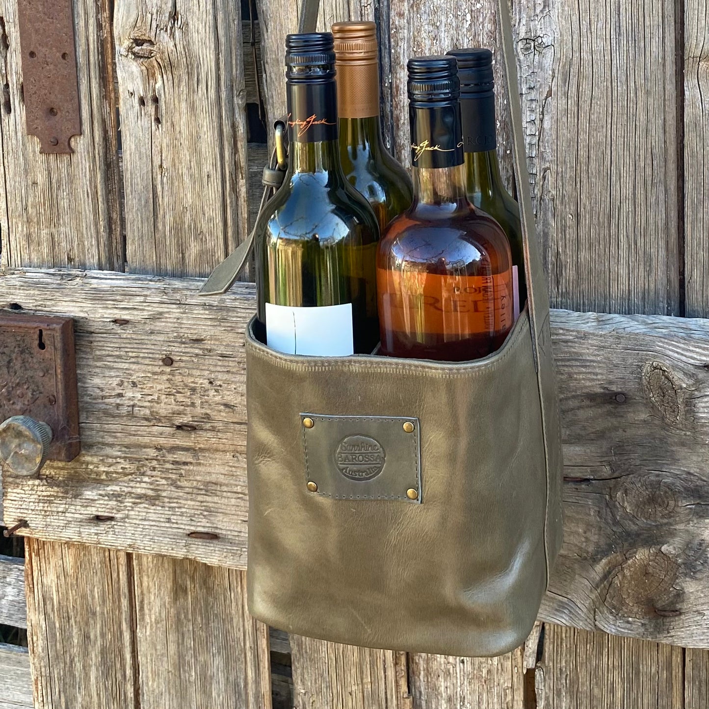 Quad Bottle Leather Wine Carrier
