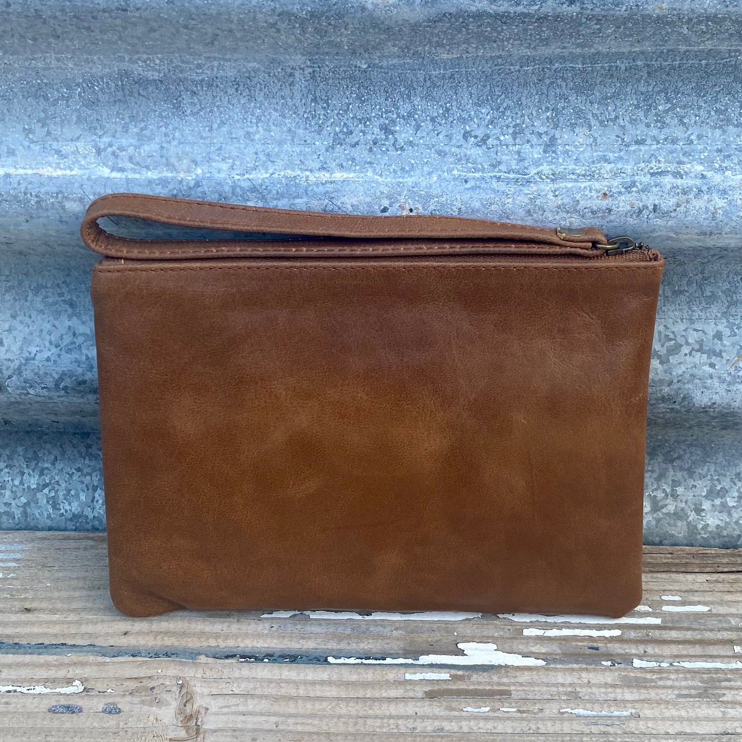 Leather Phone Clutch With Wrist Strap