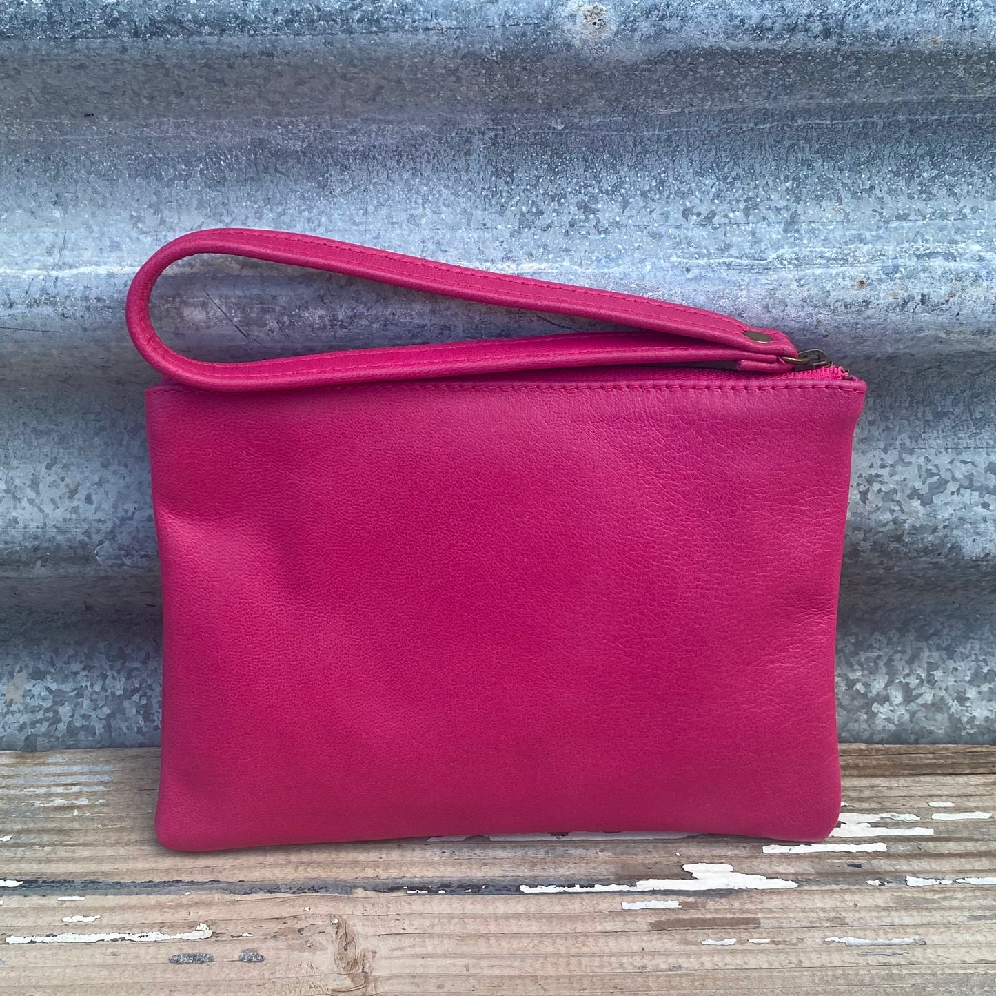 Leather Phone Clutch With Wrist Strap