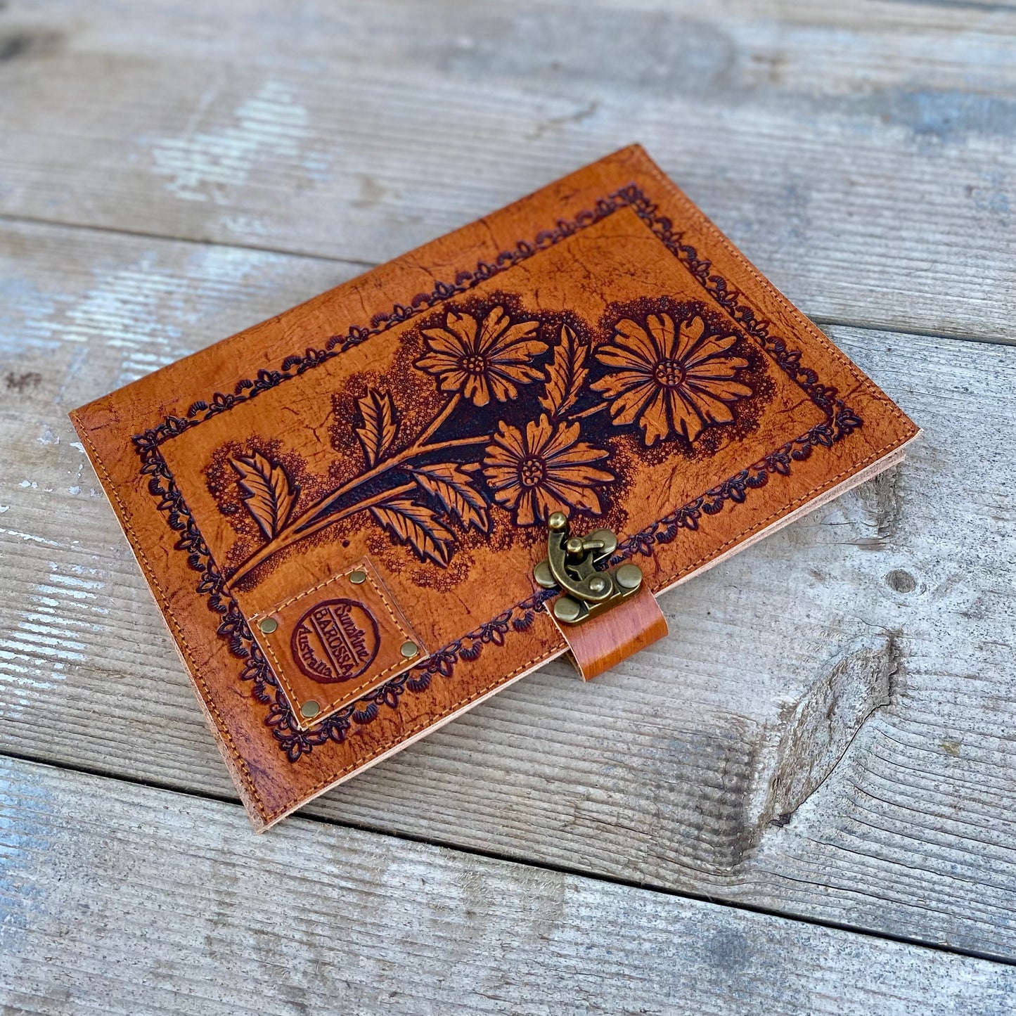 Carved Leather Journal Cover - A5