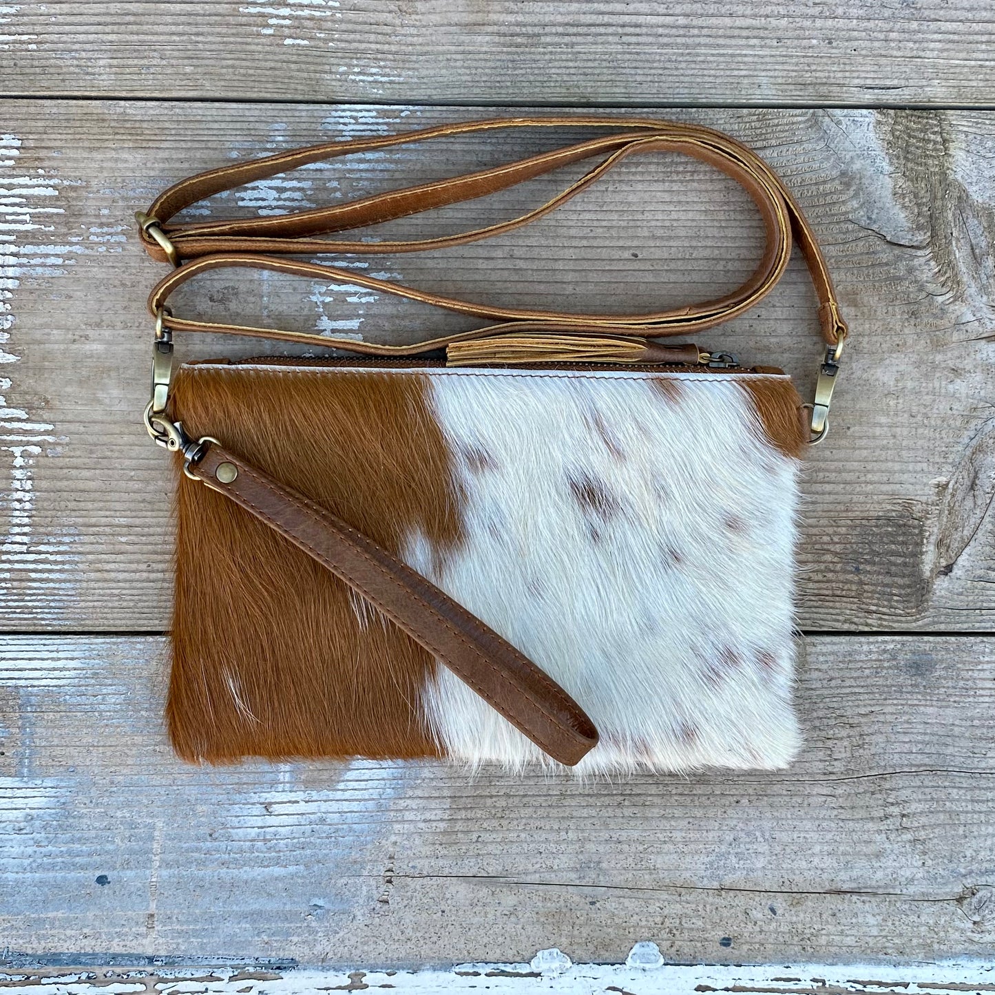 Cowhide Fur & Leather Clutch