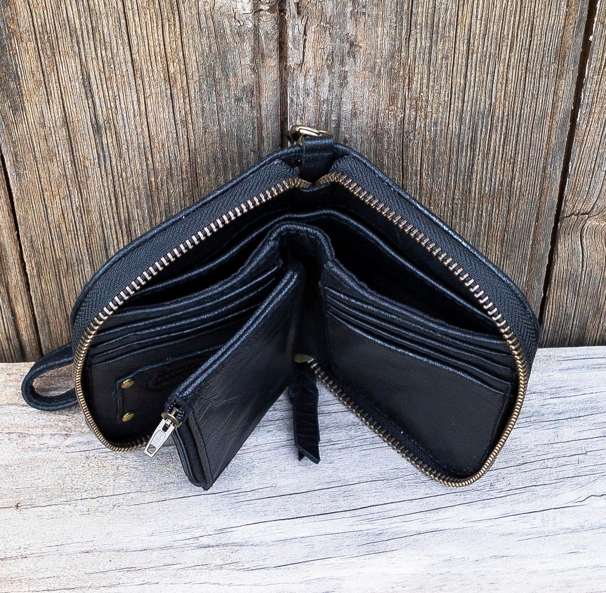 Zip-Around Leather Weave Wallet/Purse