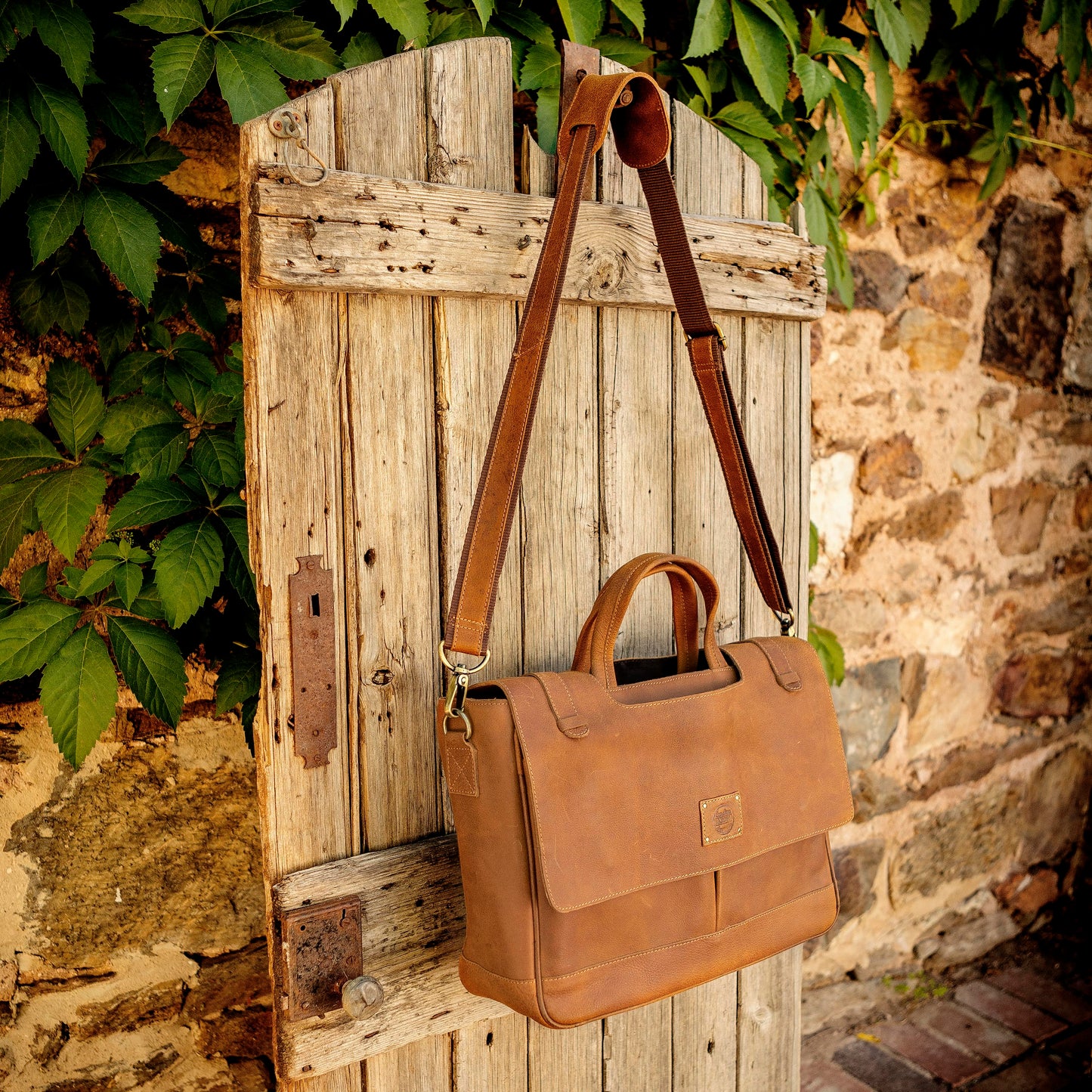 Buffalo Hide Leather Laptop Satchel