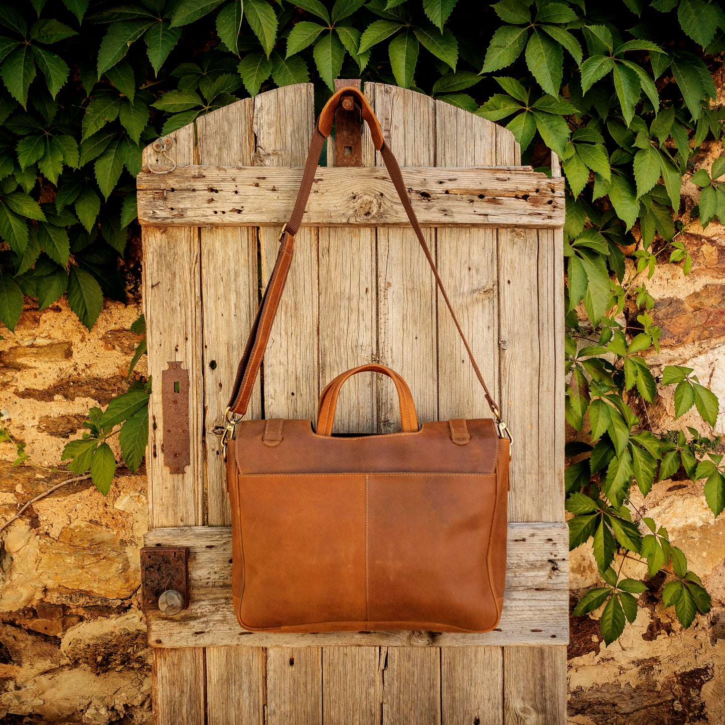 Buffalo Hide Leather Laptop Satchel