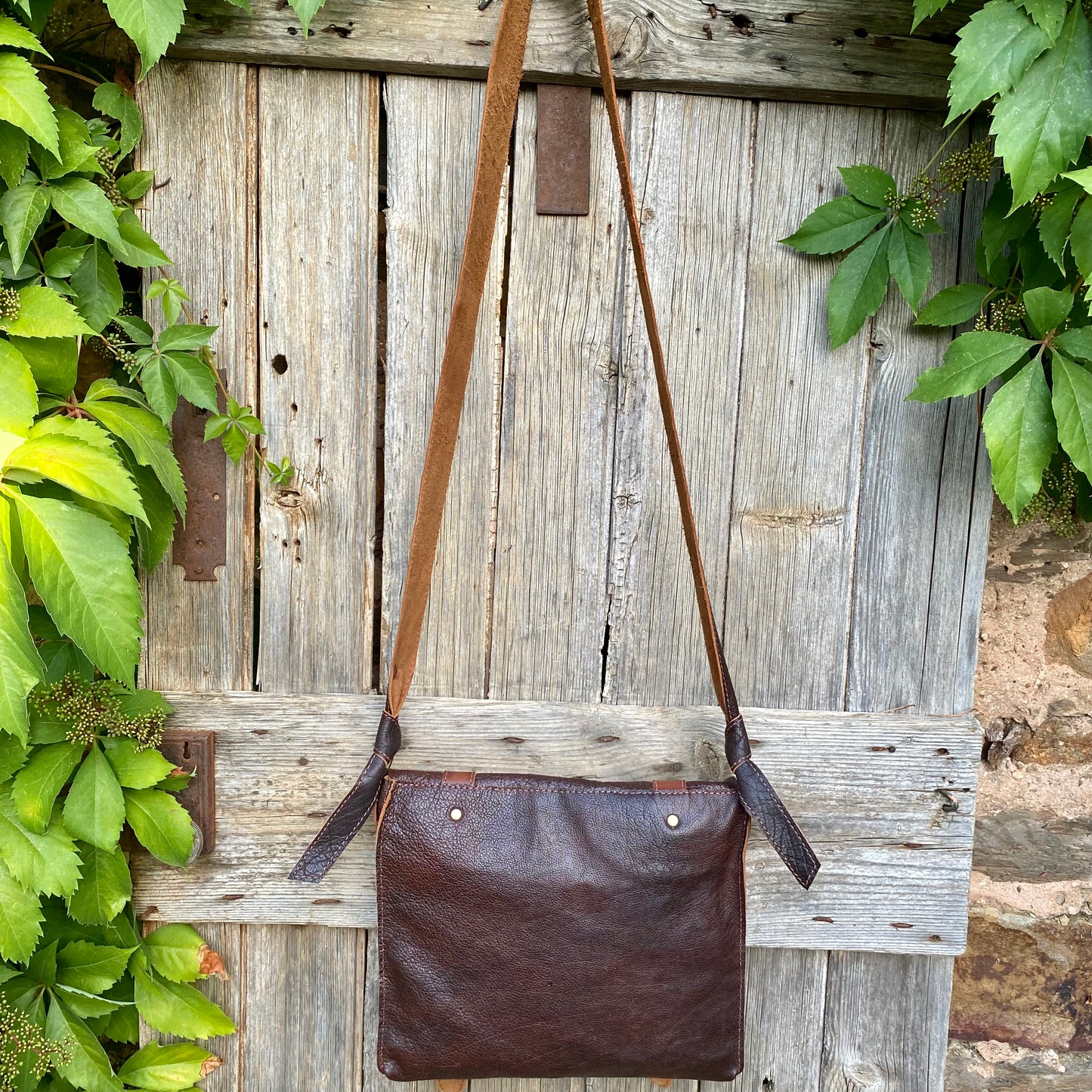 Soft Leather Satchel with Fastener