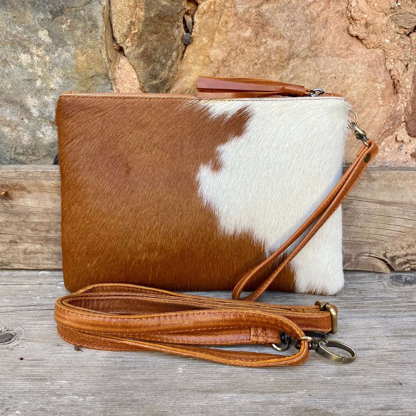 Cowhide Fur & Leather Clutch