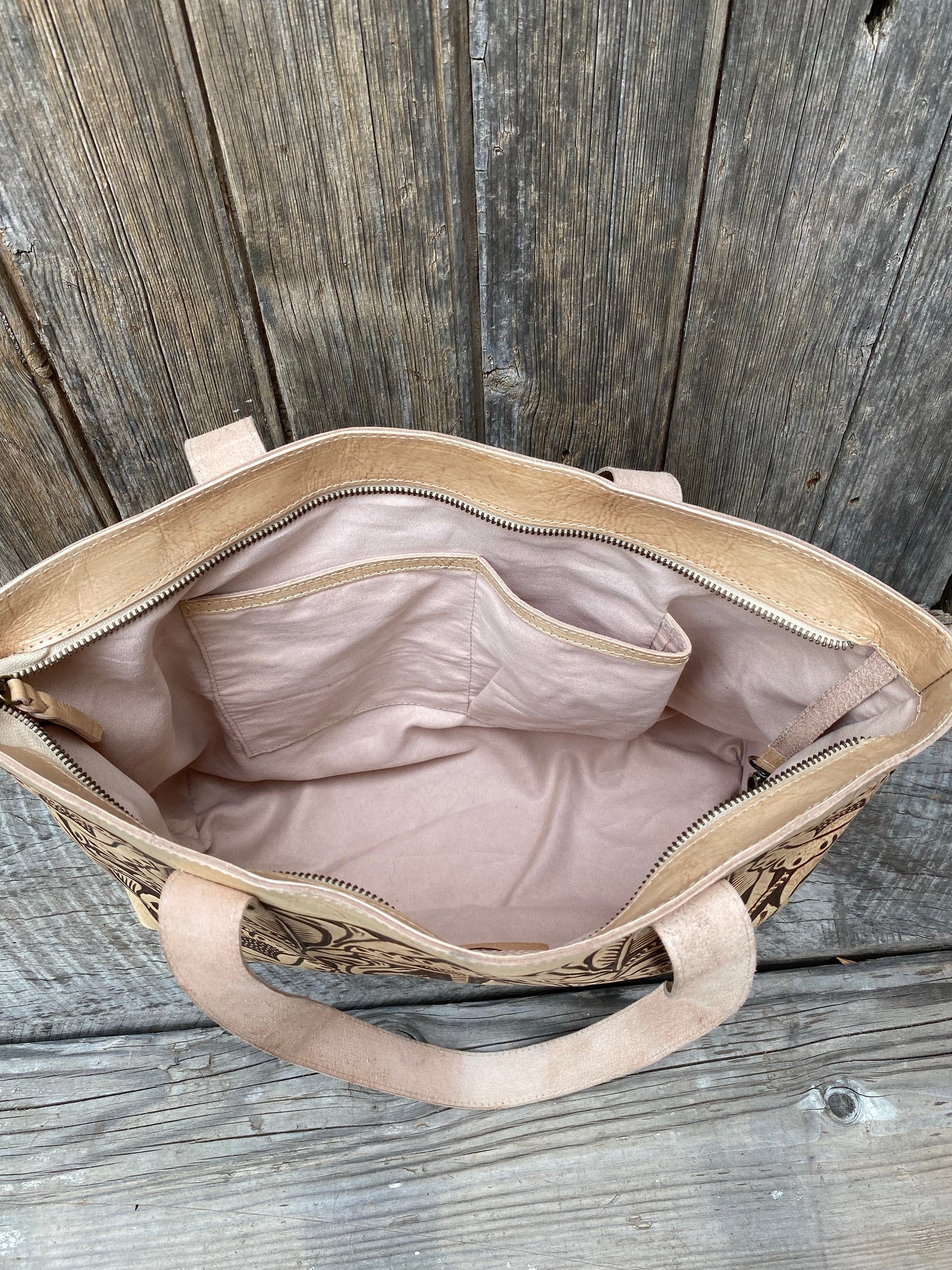Large Carved Leather tote