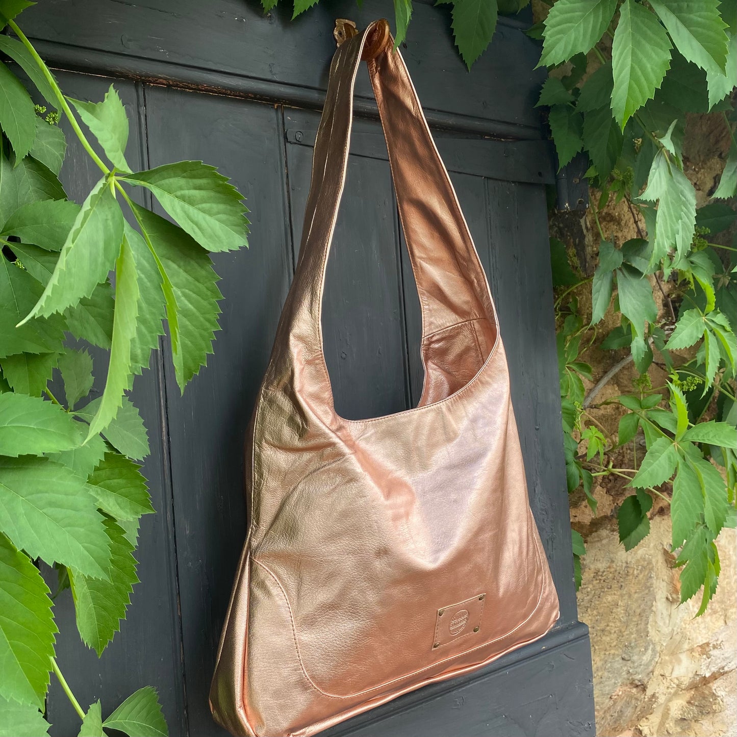 Coloured Leather Wide Strap Slouch Bag