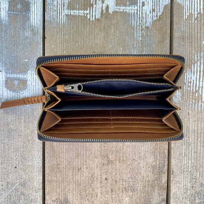 Slender Zippered Leather Purse / Wallet