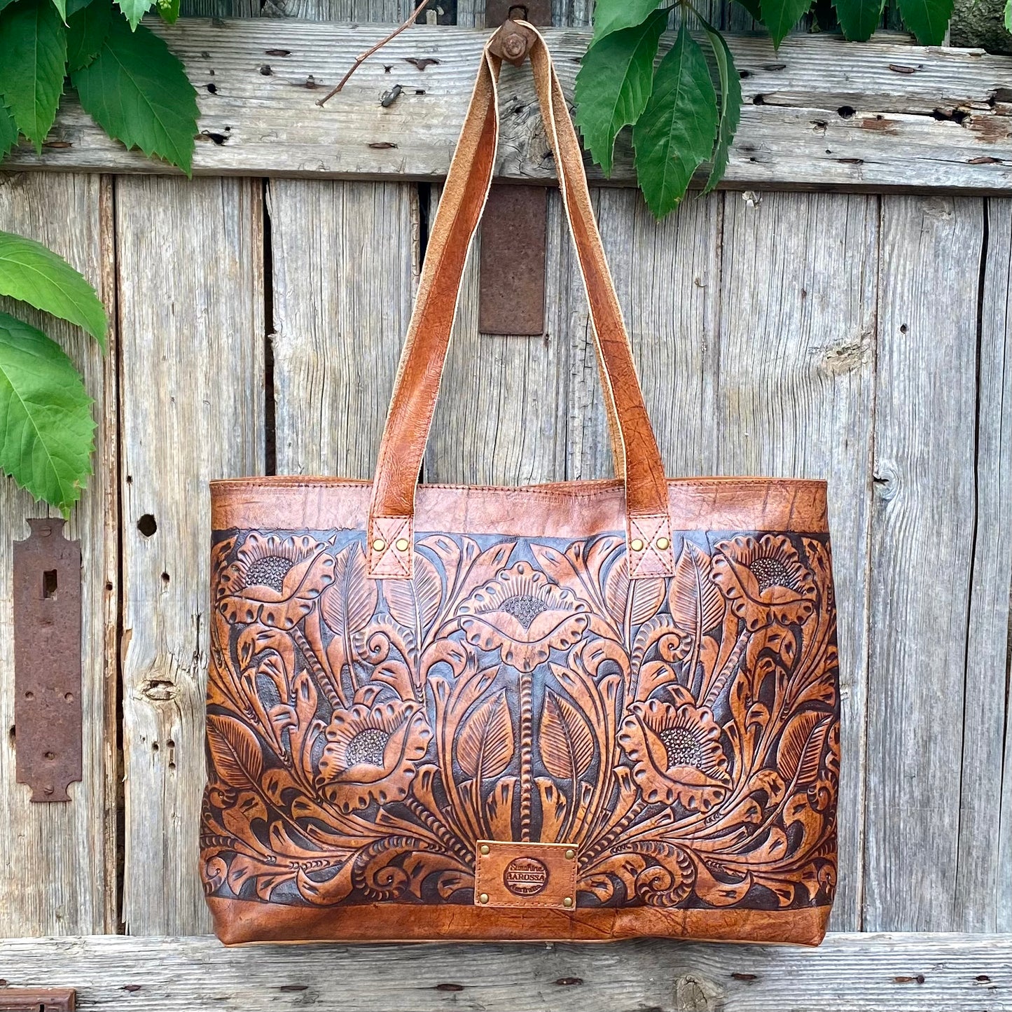 Large Carved Leather tote