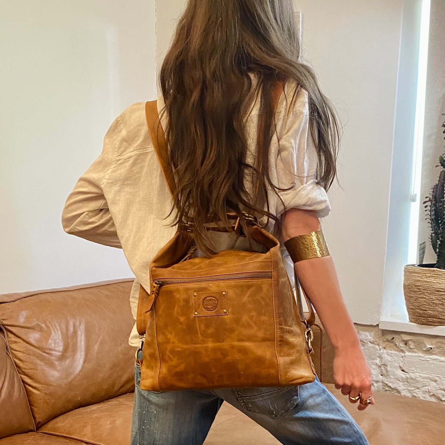 Convertible Leather Bag to Backpack