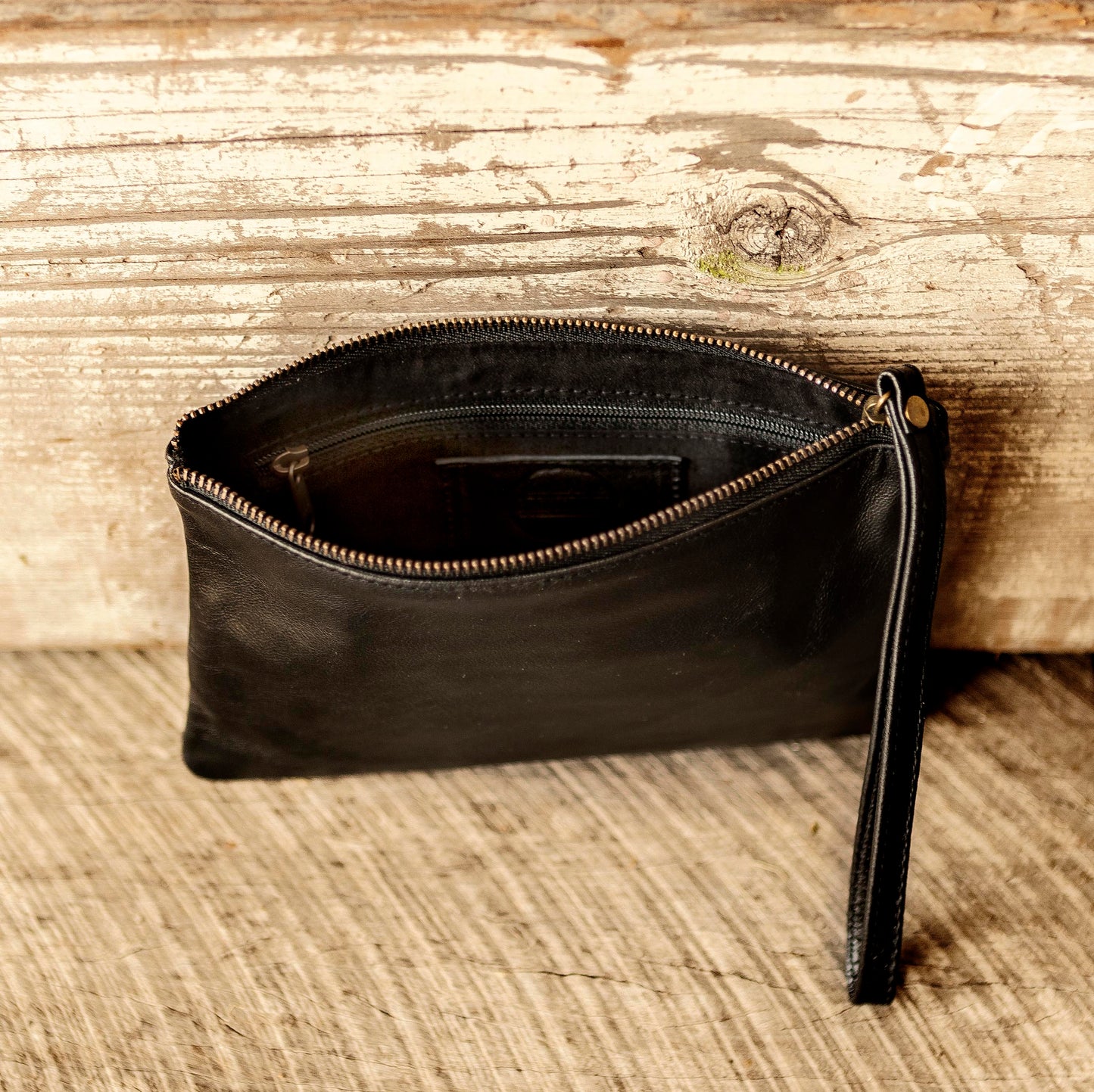 Leather Phone Clutch With Wrist Strap