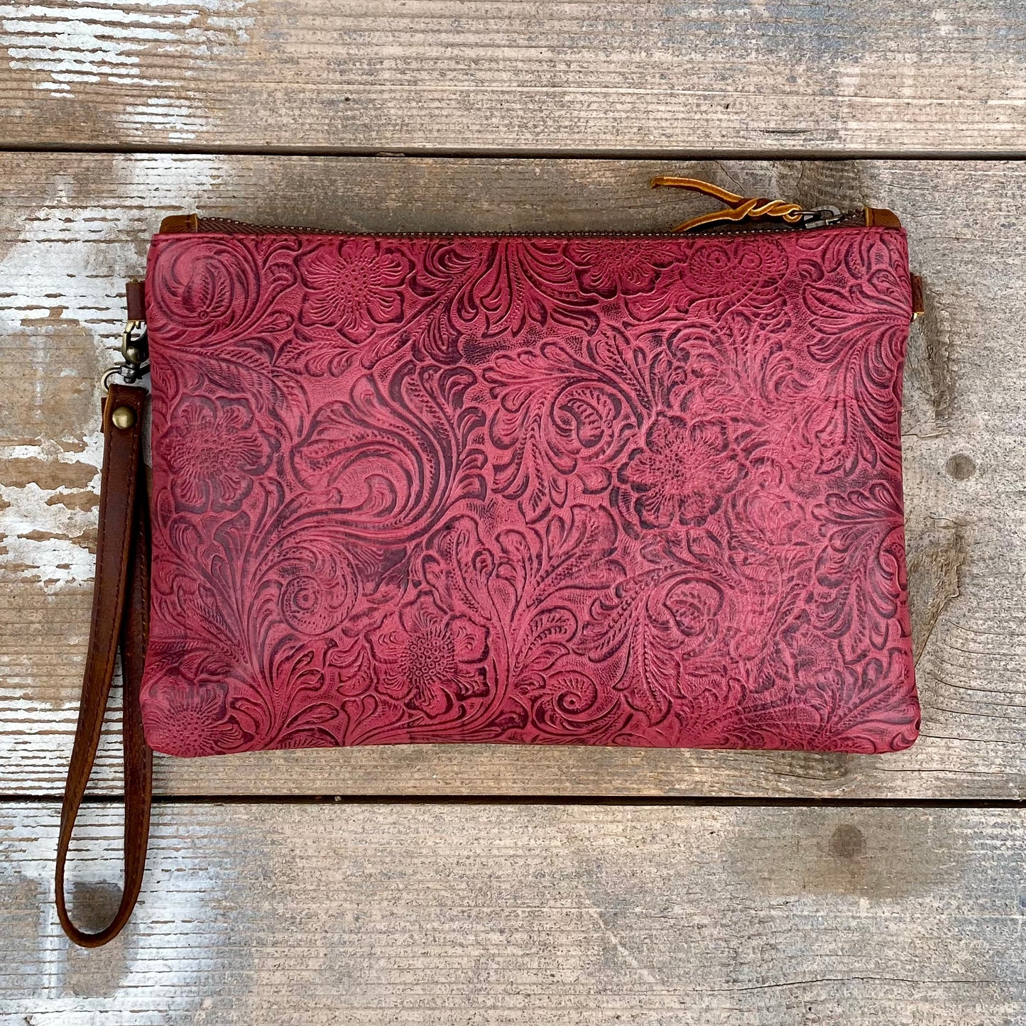 Embossed Leather Clutch