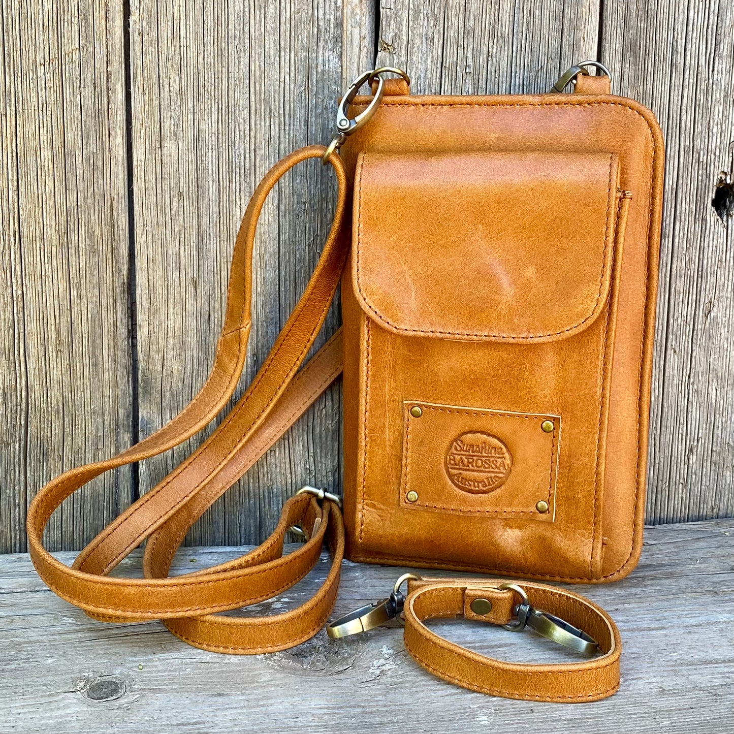 Leather top travel purse