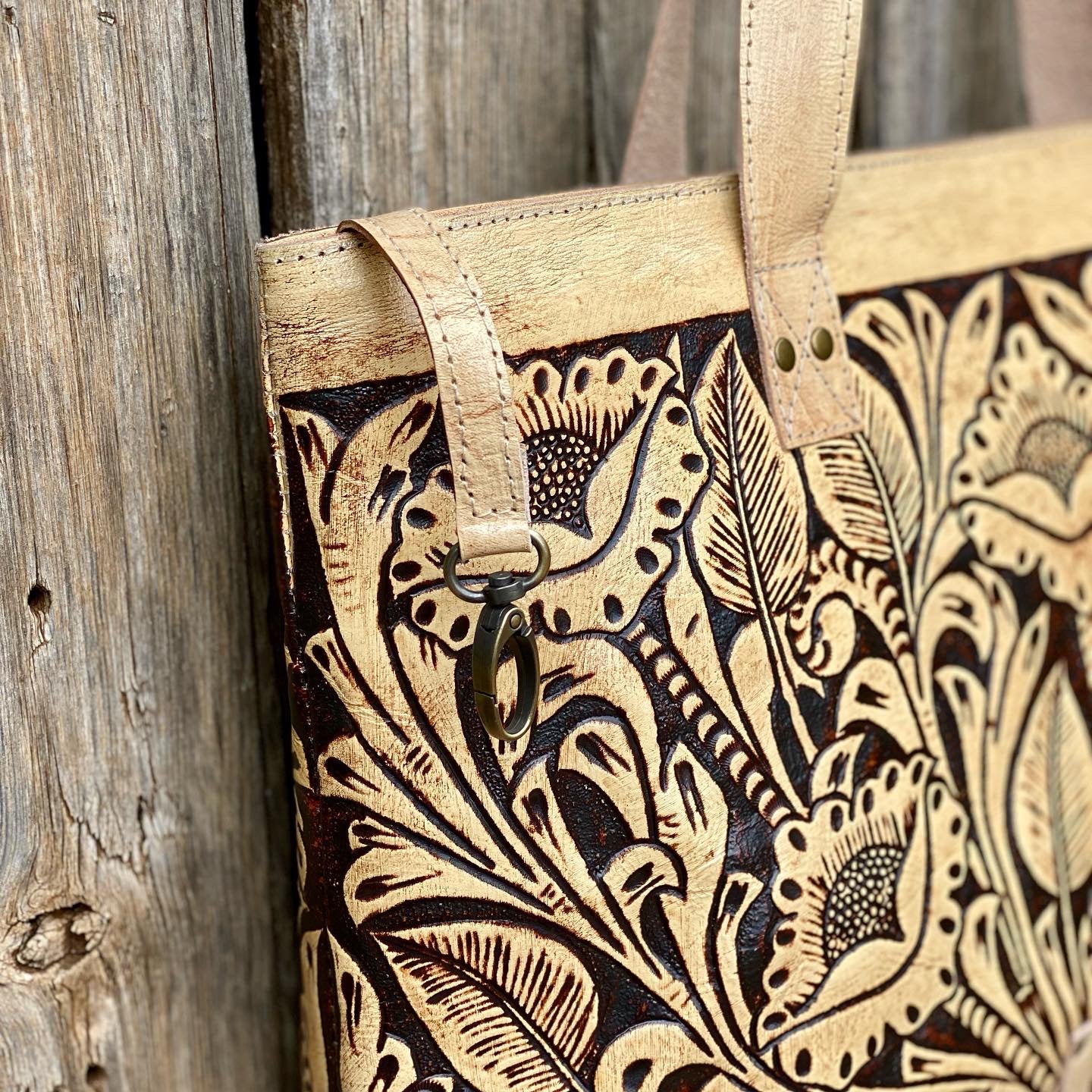 Large Carved Leather tote