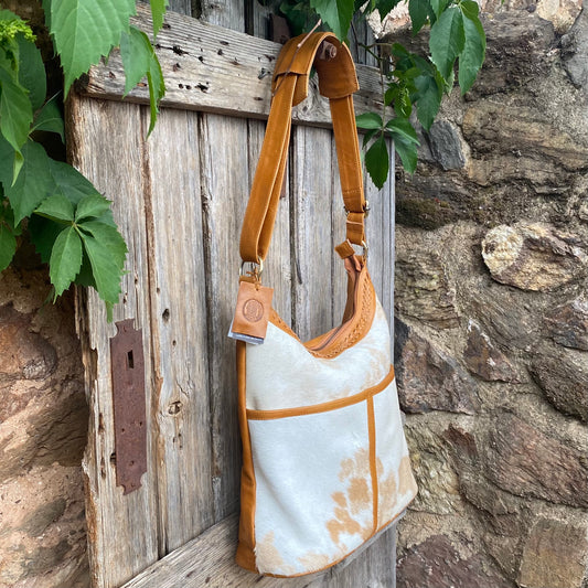 Two Pocket Cow Hide Bucket Bag