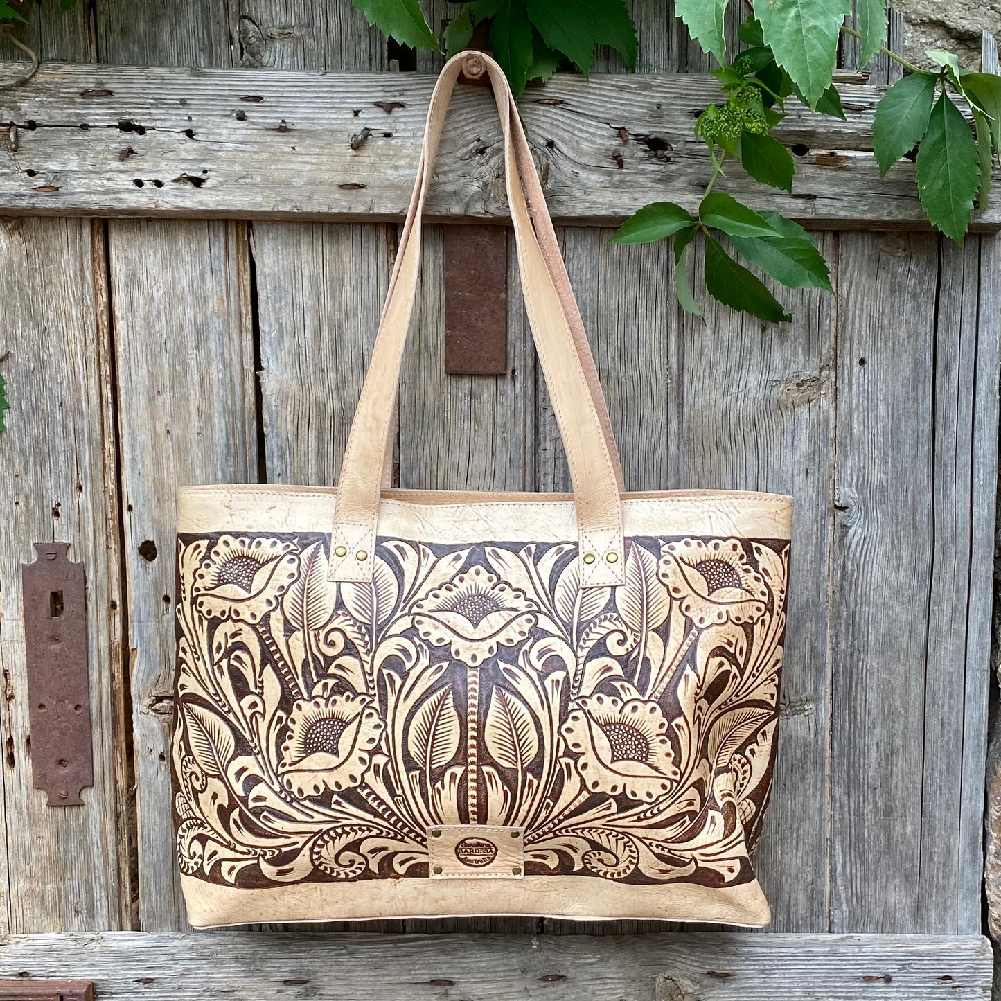 Large Carved Leather tote