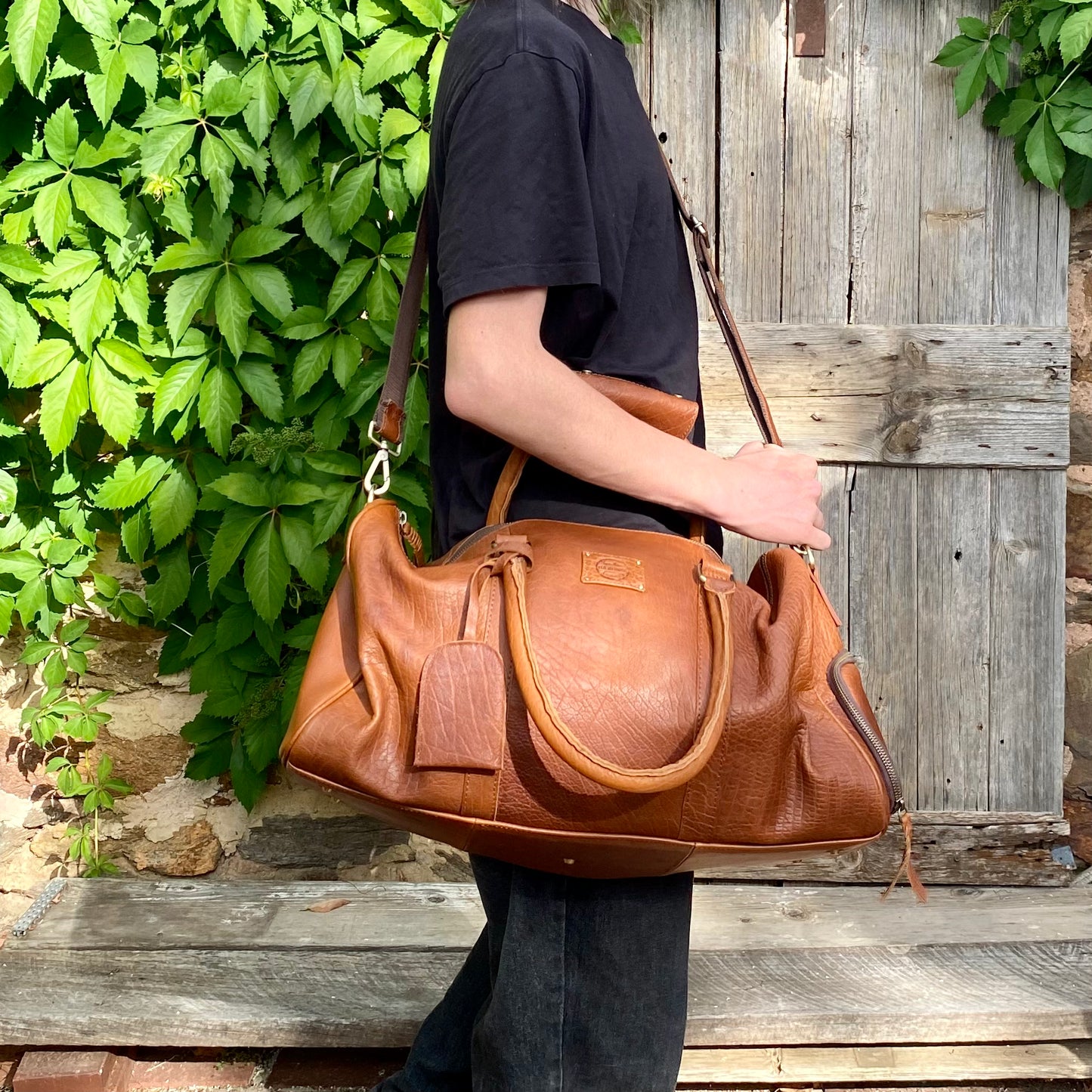 Vintage Leather Duffle/Sports Bag