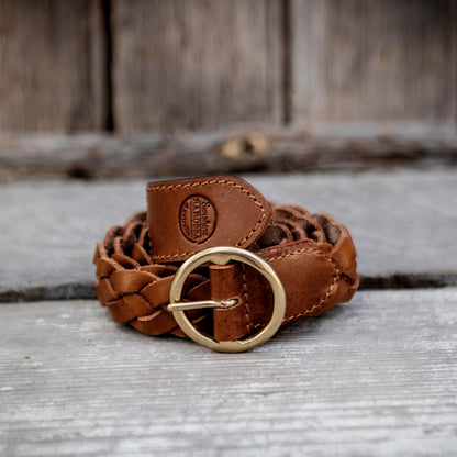 Tan Thick Plait Leather Belt