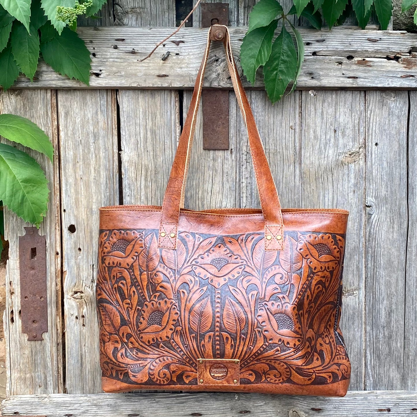 Large Carved Leather tote