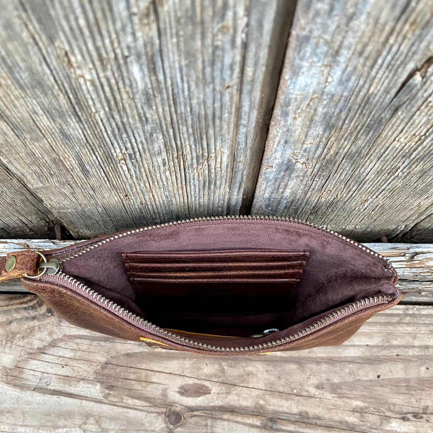 Leather Phone Clutch With Wrist Strap