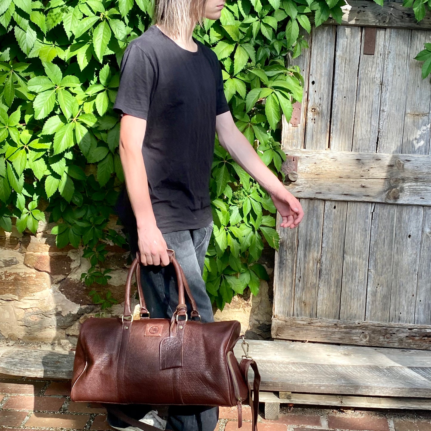 Vintage Leather Duffle/Sports Bag