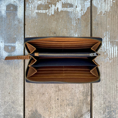 Slender Zippered Leather Purse / Wallet